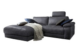 KAWOLA Sofa LOLA Ecksofa Leder schwarz mit motorischer Relaxfunktion