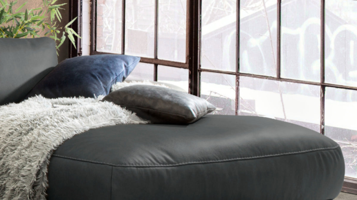 KAWOLA Sofa LOLA Ecksofa Leder schwarz mit motorischer Relaxfunktion