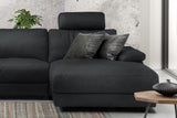 KAWOLA Sofa LOLA Ecksofa Leder schwarz mit motorischer Relaxfunktion