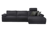 KAWOLA Sofa LOLA Ecksofa Leder schwarz mit motorischer Relaxfunktion