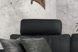 KAWOLA Sofa LOLA Ecksofa Leder schwarz mit motorischer Relaxfunktion