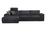 KAWOLA Sofa LOLA Ecksofa Leder schwarz mit motorischer Relaxfunktion