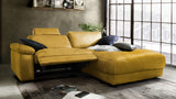 KAWOLA Sofa LOLA Ecksofa Stoff curry mit motorischer Relaxfunktion