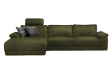 KAWOLA Sofa LOLA Ecksofa Stoff moosgrün mit motorischer Relaxfunktion
