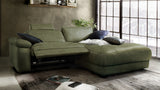 KAWOLA Sofa LOLA Ecksofa Stoff moosgrün mit motorischer Relaxfunktion