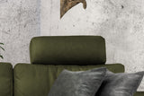 KAWOLA Sofa LOLA Ecksofa Stoff moosgrün mit motorischer Relaxfunktion