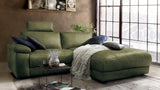 KAWOLA Sofa LOLA Ecksofa Stoff moosgrün mit motorischer Relaxfunktion, 233 x 178, Rechts