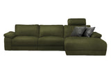 KAWOLA Sofa LOLA Ecksofa Stoff moosgrün mit motorischer Relaxfunktion