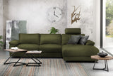 KAWOLA Sofa LOLA Ecksofa Stoff moosgrün mit motorischer Relaxfunktion, 304 x 178, Rechts