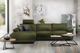 KAWOLA Sofa LOLA Ecksofa Stoff moosgrün mit motorischer Relaxfunktion, 304 x 178, Links
