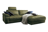 KAWOLA Sofa LOLA Ecksofa Stoff moosgrün mit motorischer Relaxfunktion