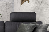KAWOLA Sofa LOLA Ecksofa Stoff schwarz mit motorischer Relaxfunktion