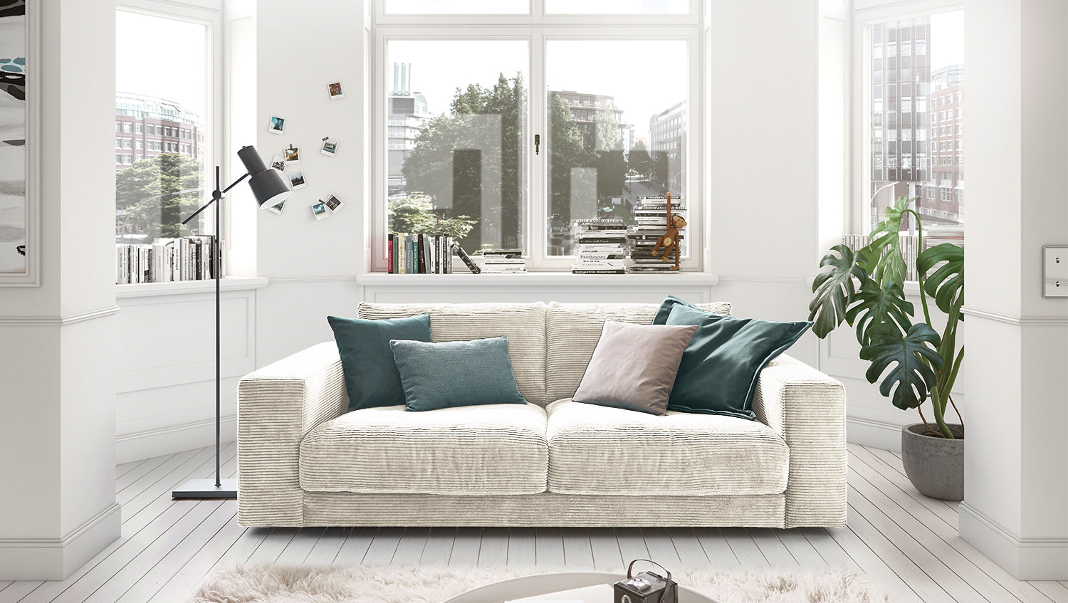 KAWOLA Sofa MADELINE 2-Sitzer Cord cremeweiß
