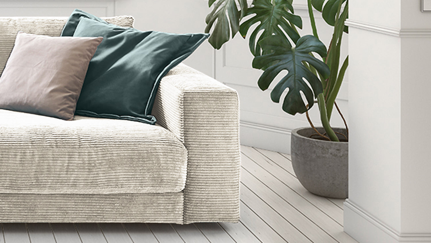 KAWOLA Sofa MADELINE 2-Sitzer Cord cremeweiß