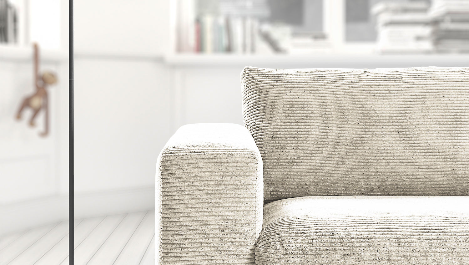 KAWOLA Sofa MADELINE 2-Sitzer Cord cremeweiß