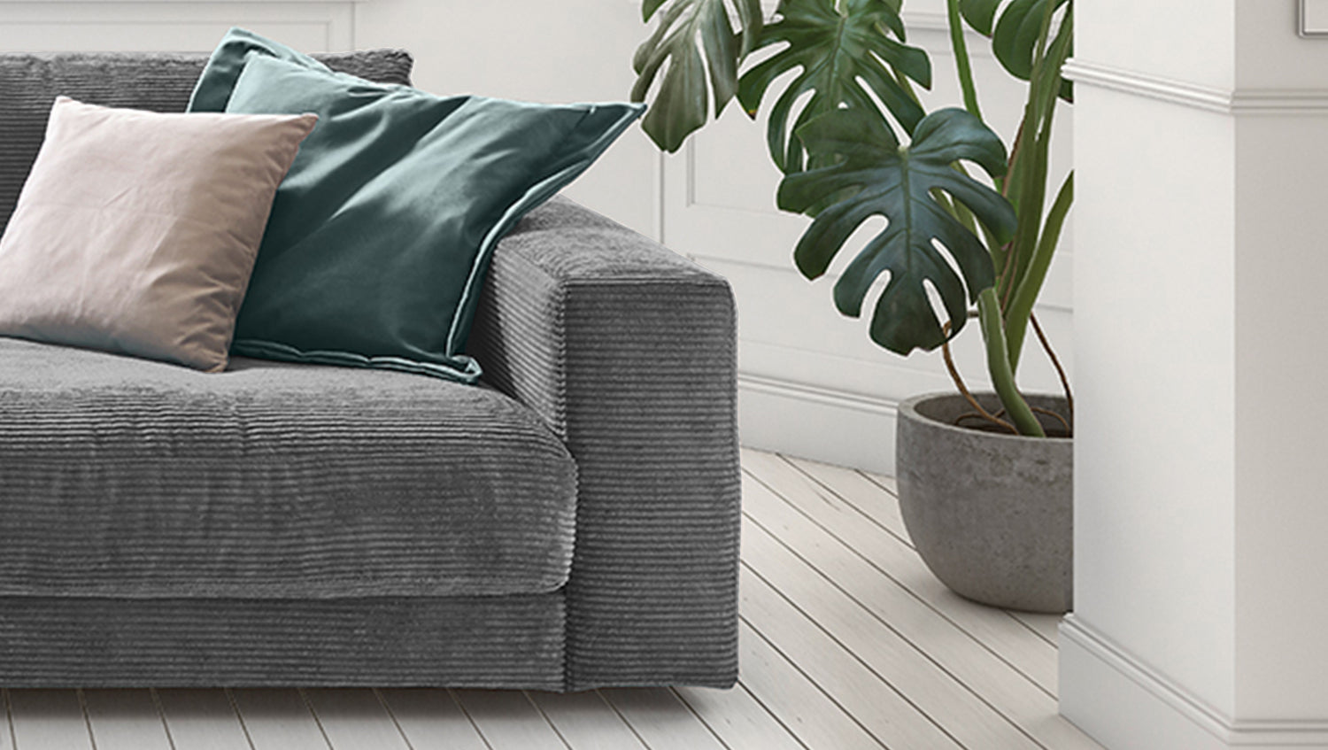 KAWOLA Sofa MADELINE 2-Sitzer Cord grau