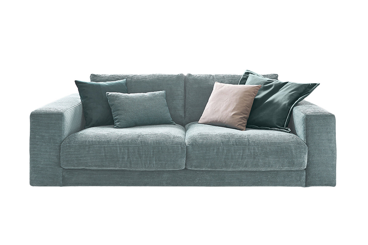 KAWOLA Sofa MADELINE 2-Sitzer Cord hellblau
