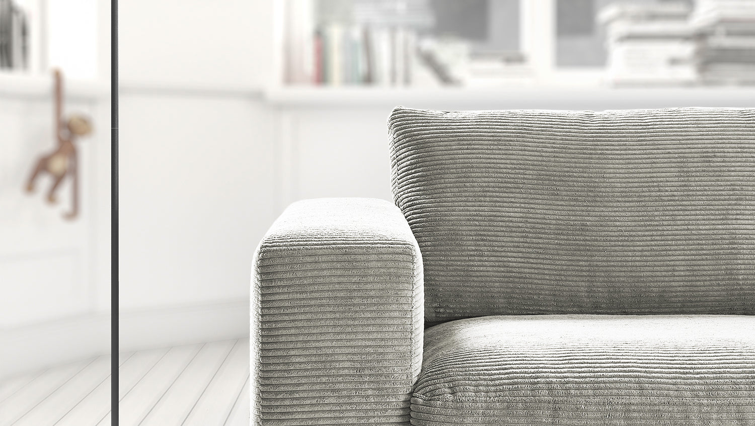 KAWOLA Sofa MADELINE 2-Sitzer Cord hellgrau