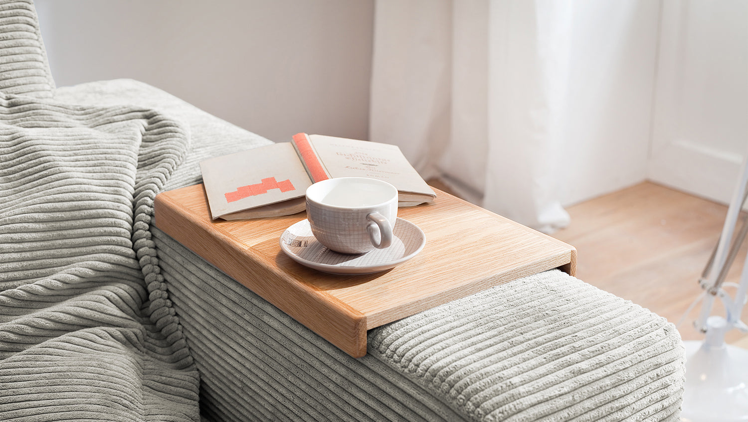 KAWOLA Sofa MADELINE 2-Sitzer Cord hellgrau