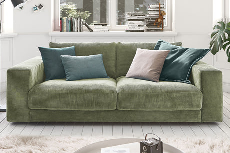KAWOLA Sofa MADELINE 2-Sitzer Cord olivgrün