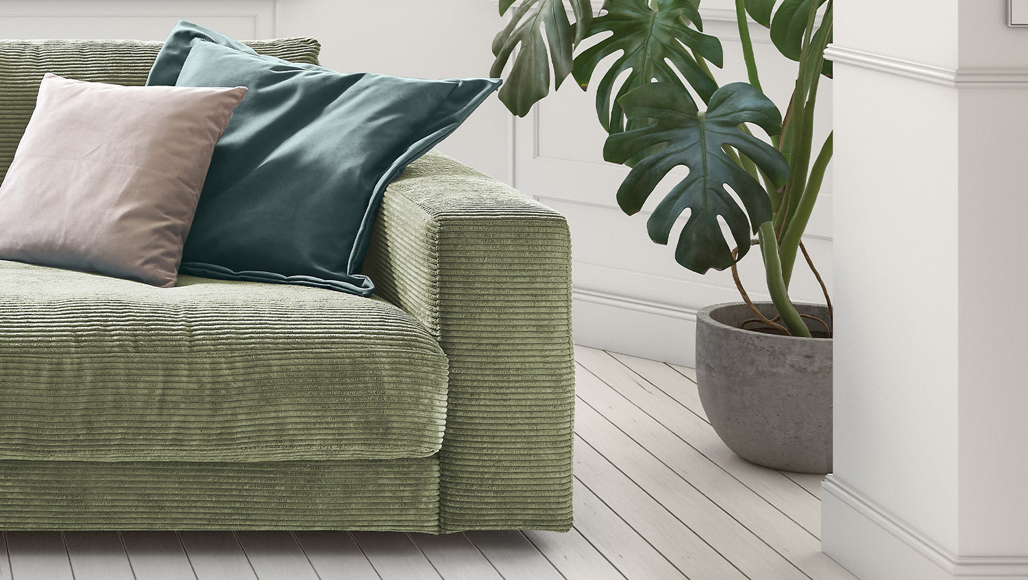 KAWOLA Sofa MADELINE 2-Sitzer Cord olivgrün
