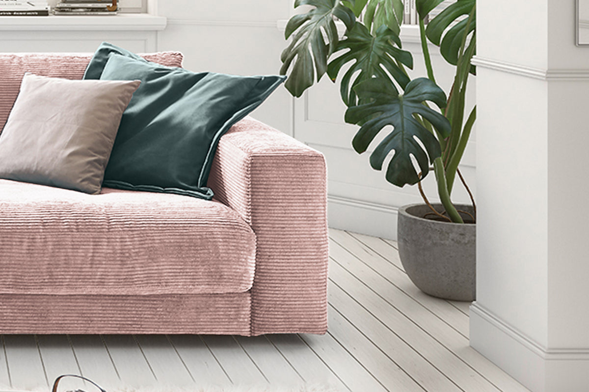 KAWOLA Sofa MADELINE 2-Sitzer Cord rosa