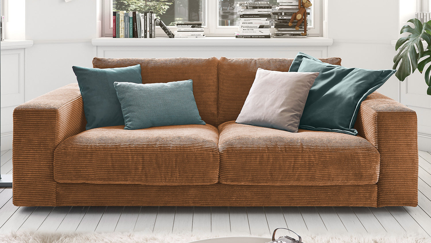 KAWOLA Sofa MADELINE 2-Sitzer Cord rost