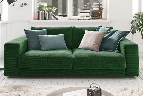 KAWOLA Sofa MADELINE 2-Sitzer Cord smaragd