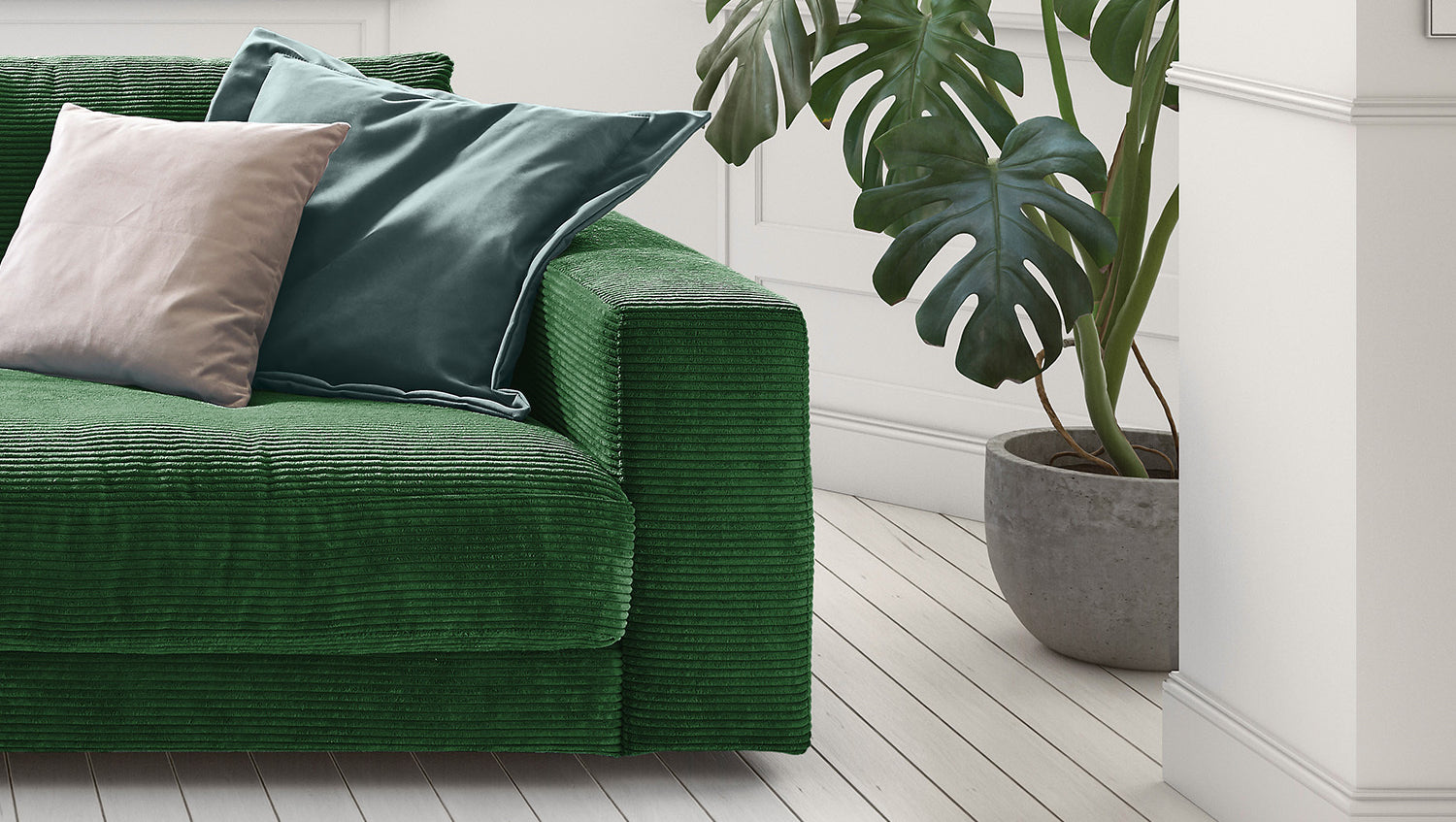 KAWOLA Sofa MADELINE 2-Sitzer Cord smaragd