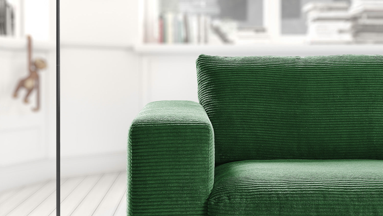 KAWOLA Sofa MADELINE 2-Sitzer Cord smaragd