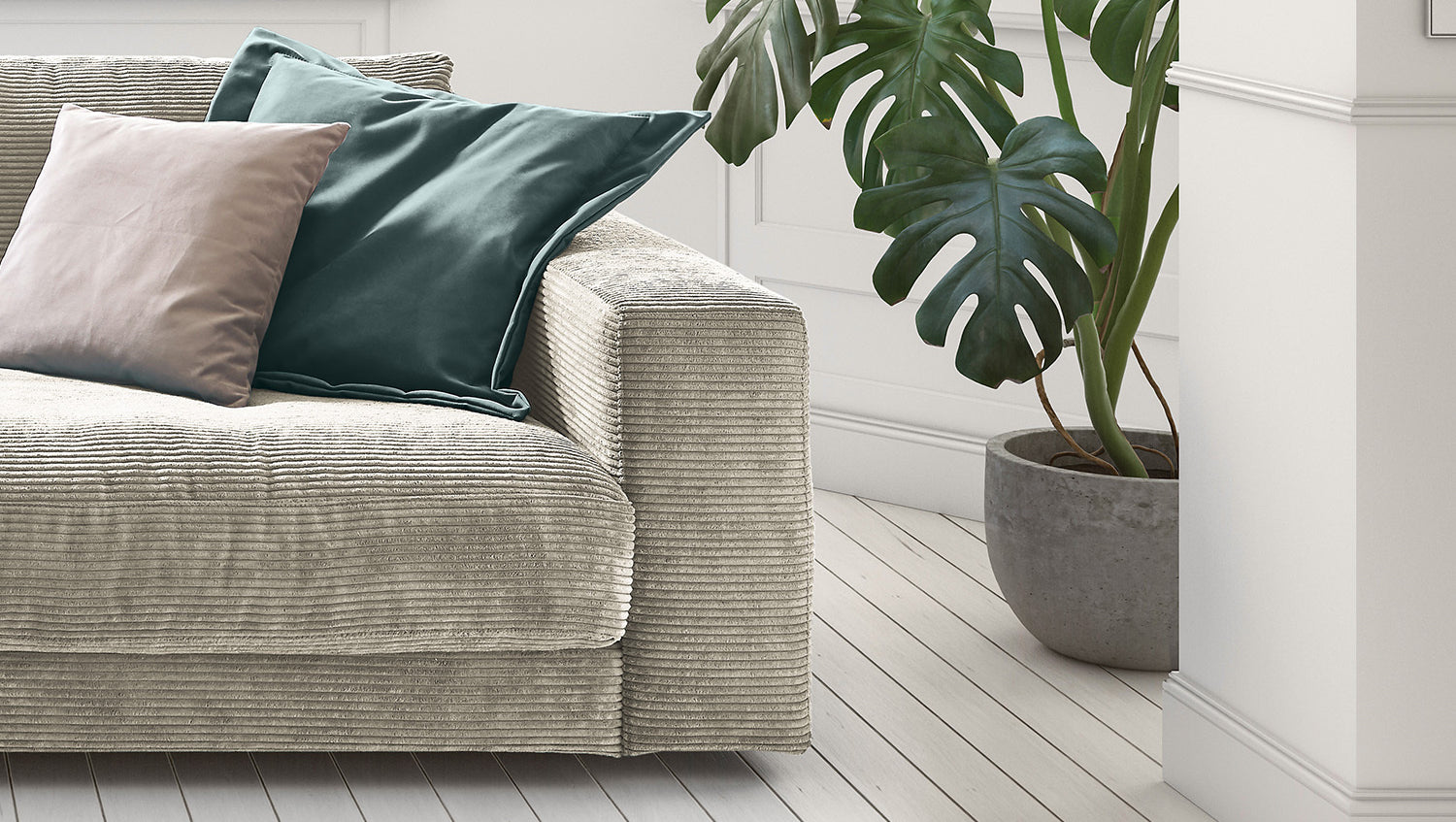 KAWOLA Sofa MADELINE 2-Sitzer Cord steingrau