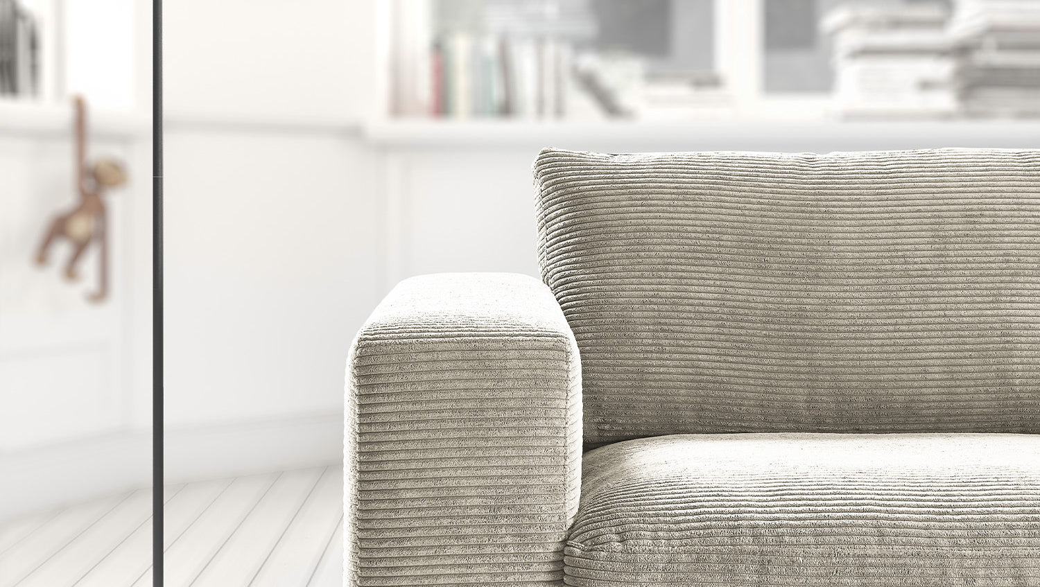KAWOLA Sofa MADELINE 2-Sitzer Cord steingrau