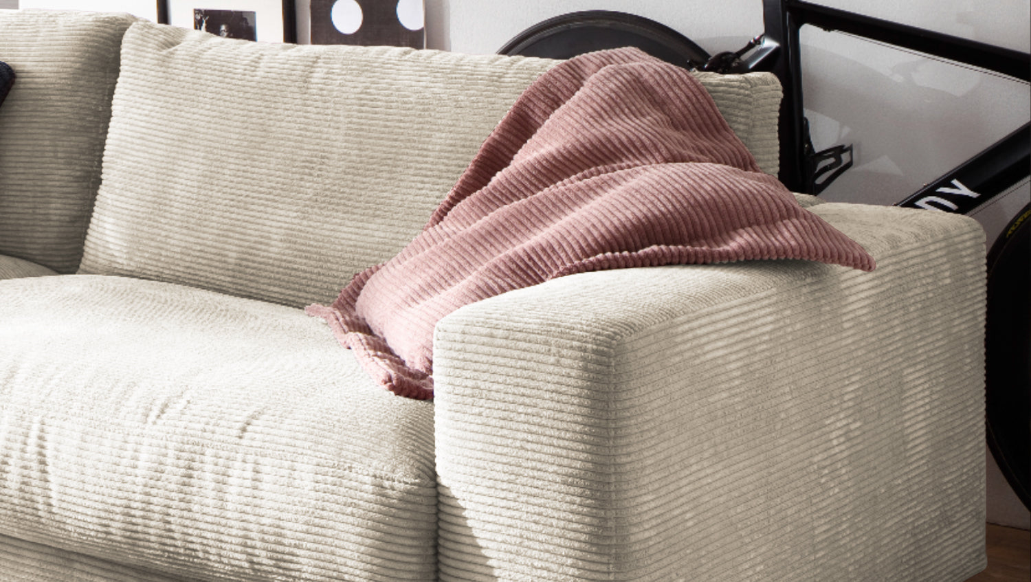KAWOLA Sofa MADELINE 3-Sitzer Cord cremeweiß