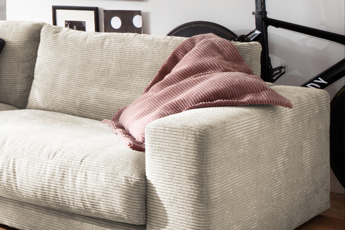 KAWOLA Sofa MADELINE 3-Sitzer Cord cremeweiß