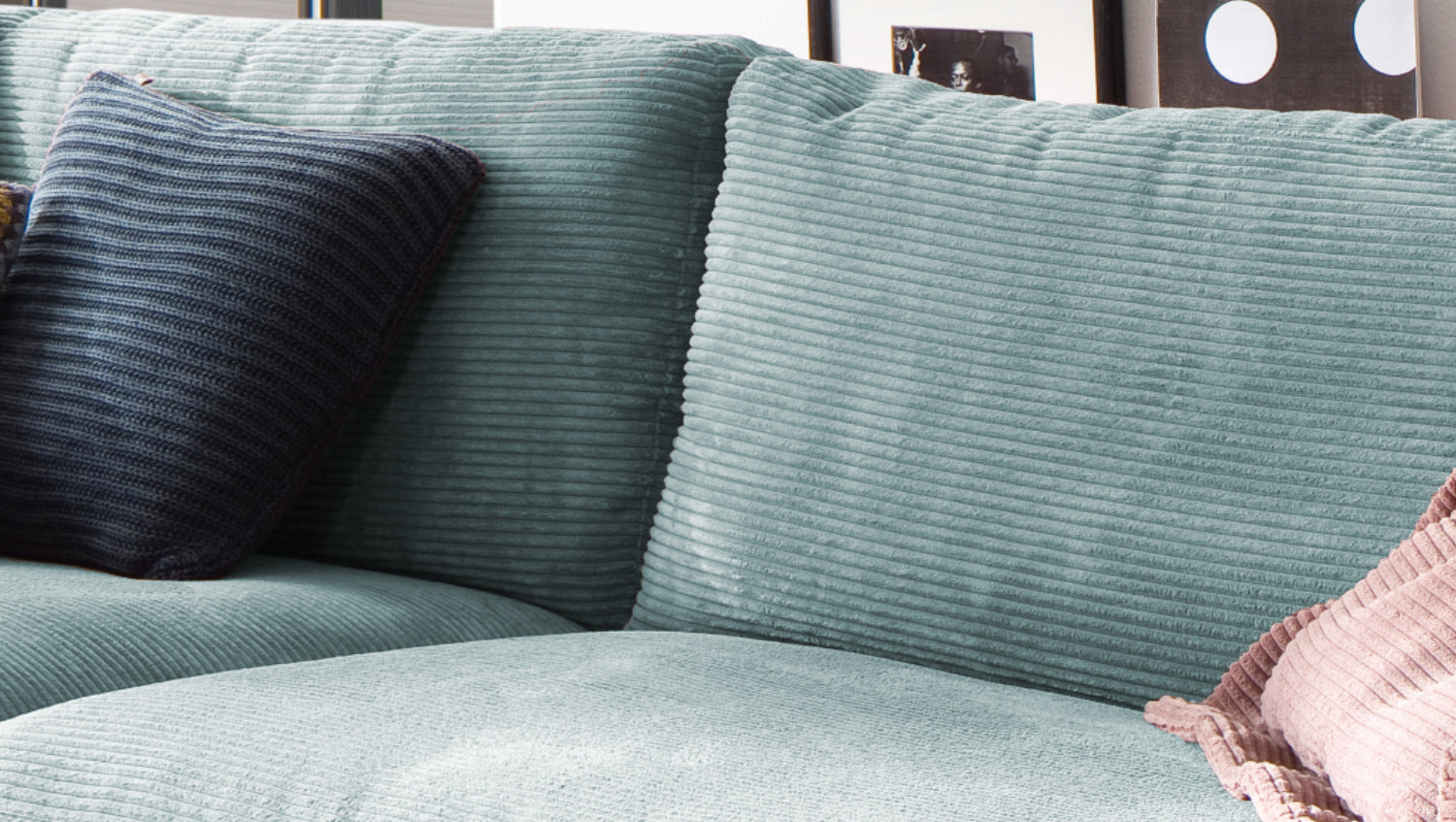 KAWOLA Sofa MADELINE 3-Sitzer Cord hellblau