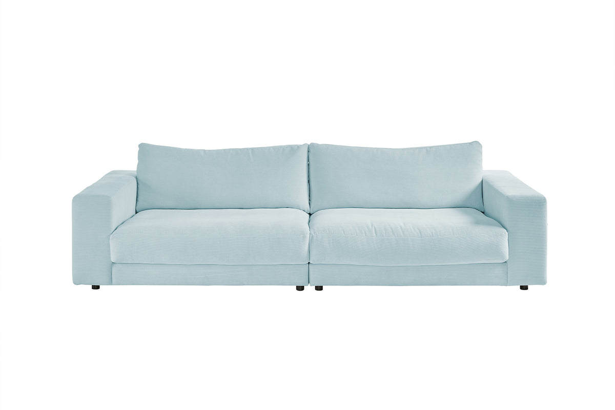 KAWOLA Sofa MADELINE 3-Sitzer Cord hellblau