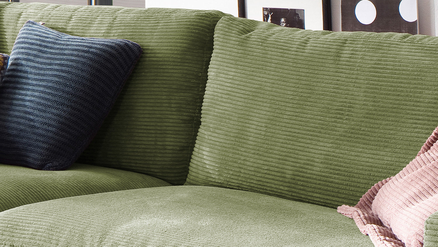 KAWOLA Sofa MADELINE 3-Sitzer Cord olivgrün