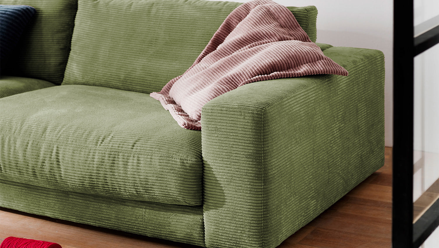 KAWOLA Sofa MADELINE 3-Sitzer Cord olivgrün