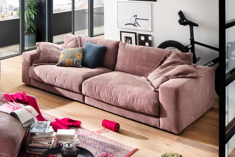 KAWOLA Sofa MADELINE 3-Sitzer Cord rosa