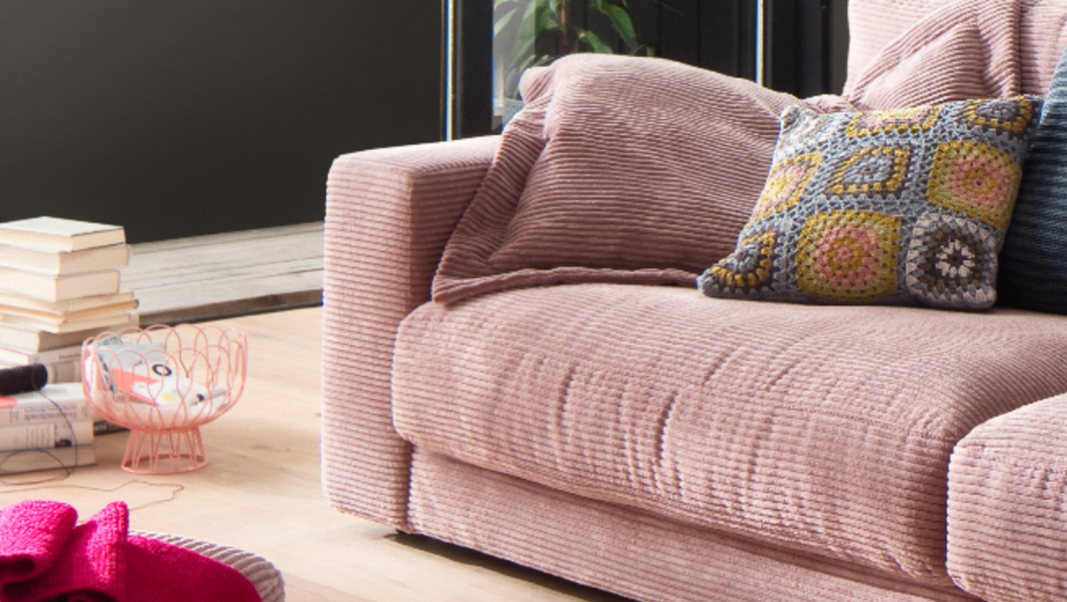 KAWOLA Sofa MADELINE 3-Sitzer Cord rosa