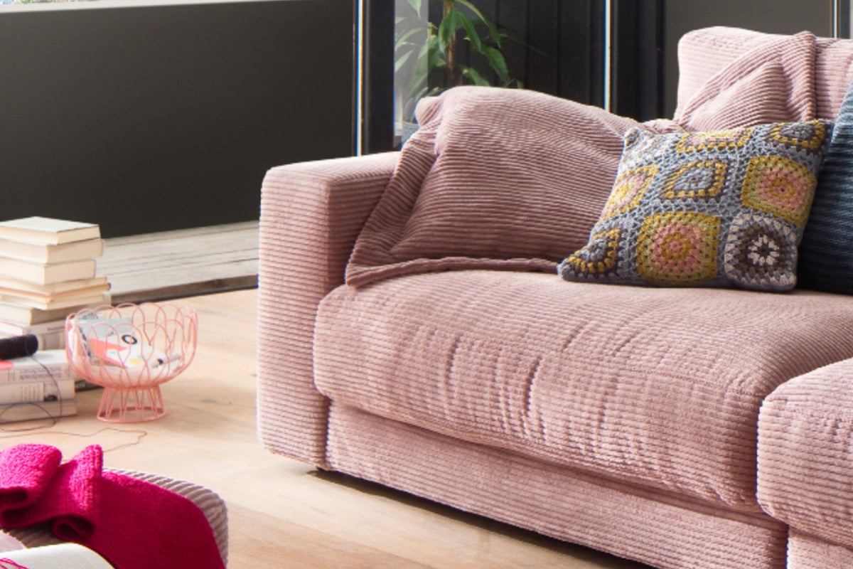 KAWOLA Sofa MADELINE 3-Sitzer Cord rosa