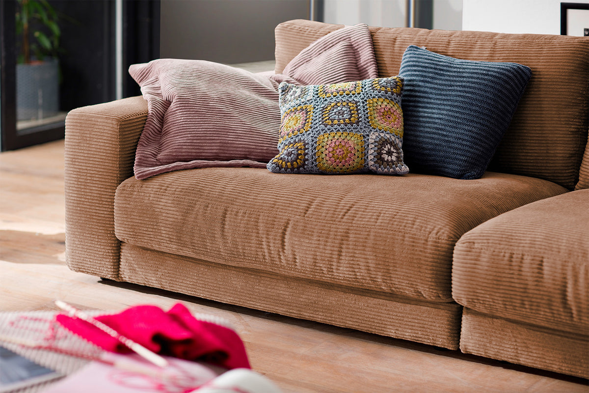KAWOLA Sofa MADELINE 3-Sitzer Cord rost