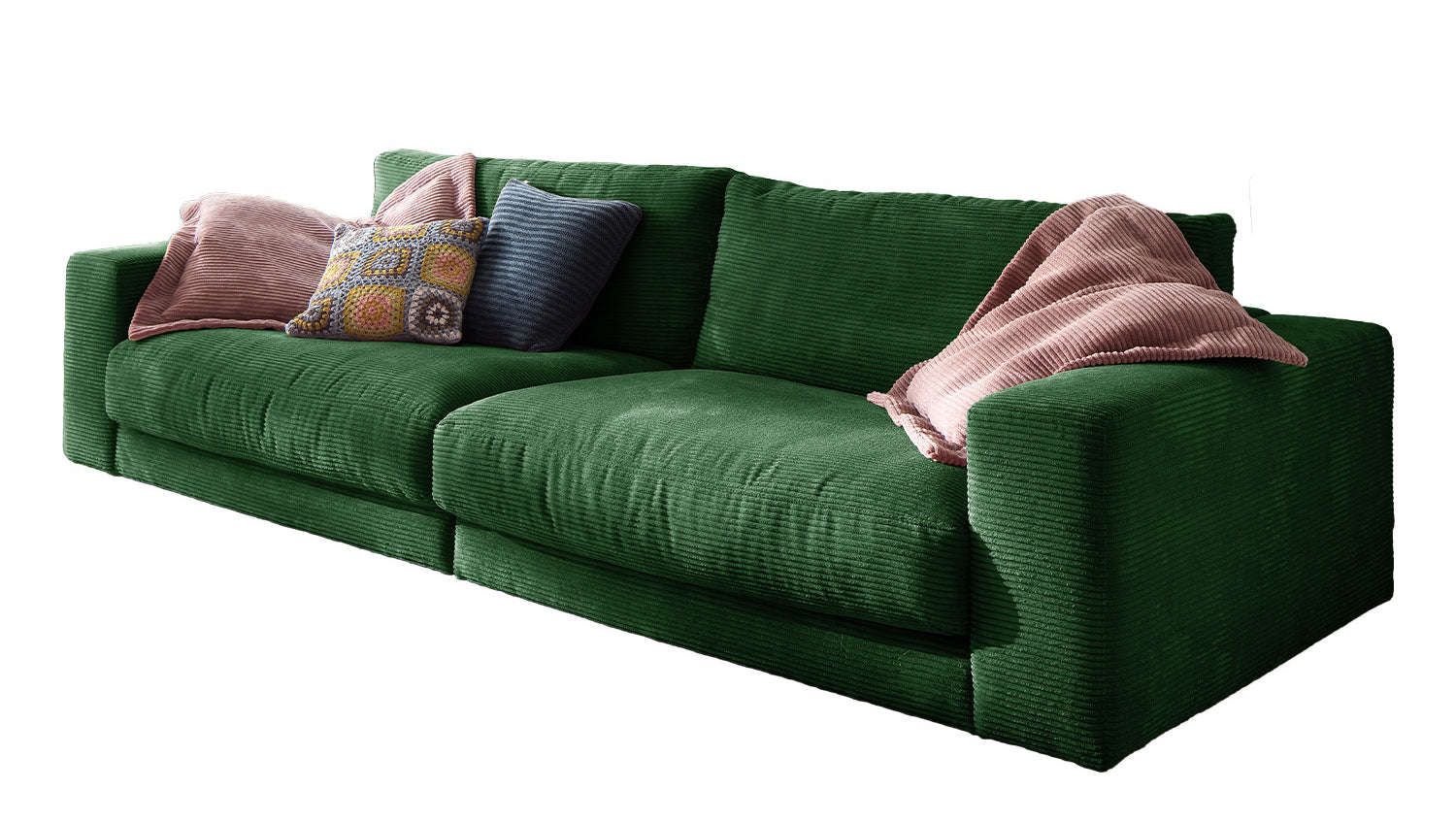 KAWOLA Sofa MADELINE 3-Sitzer Cord smaragd