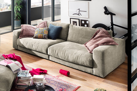 KAWOLA Sofa MADELINE 3-Sitzer Cord steingrau