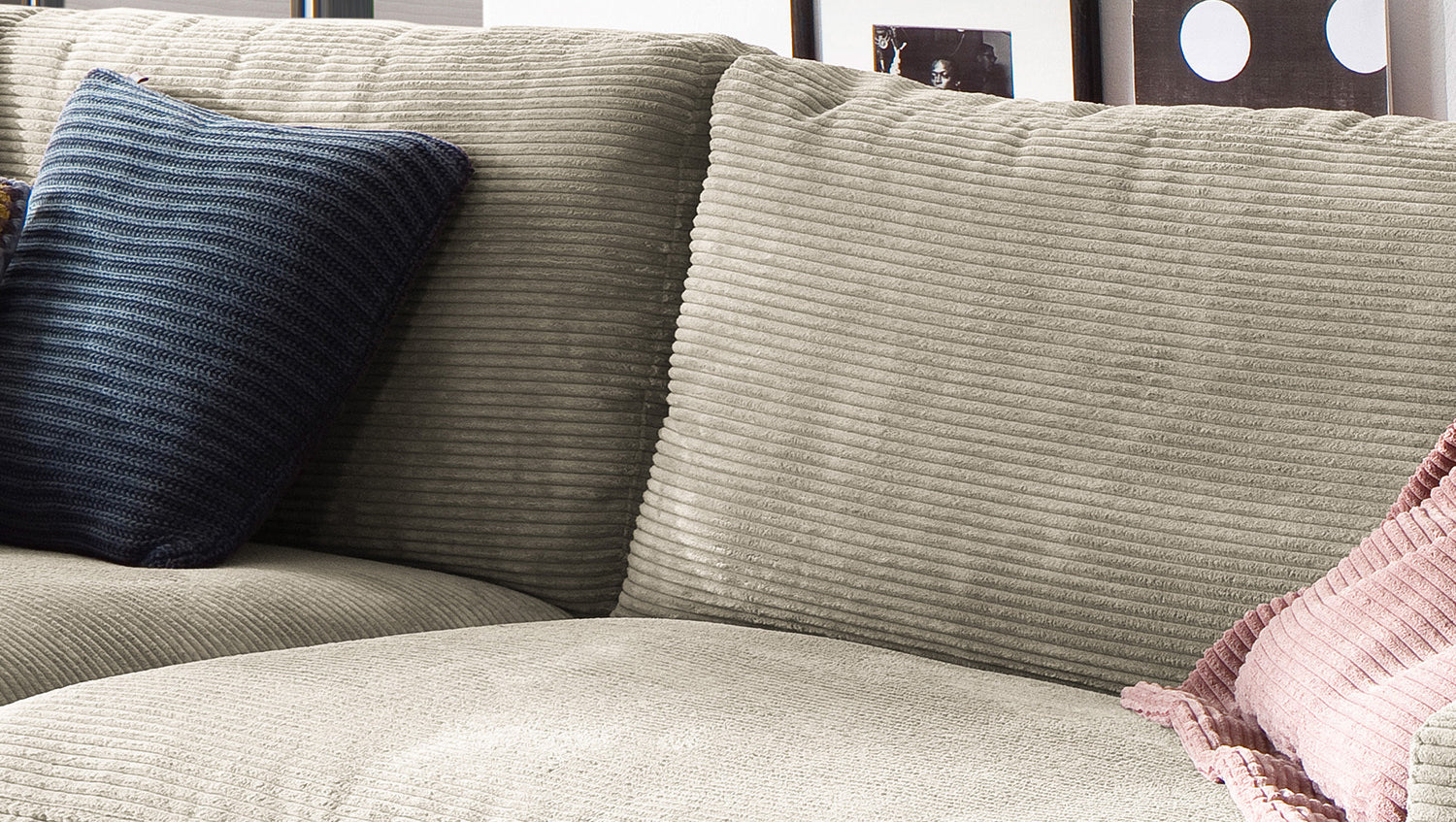KAWOLA Sofa MADELINE 3-Sitzer Cord steingrau