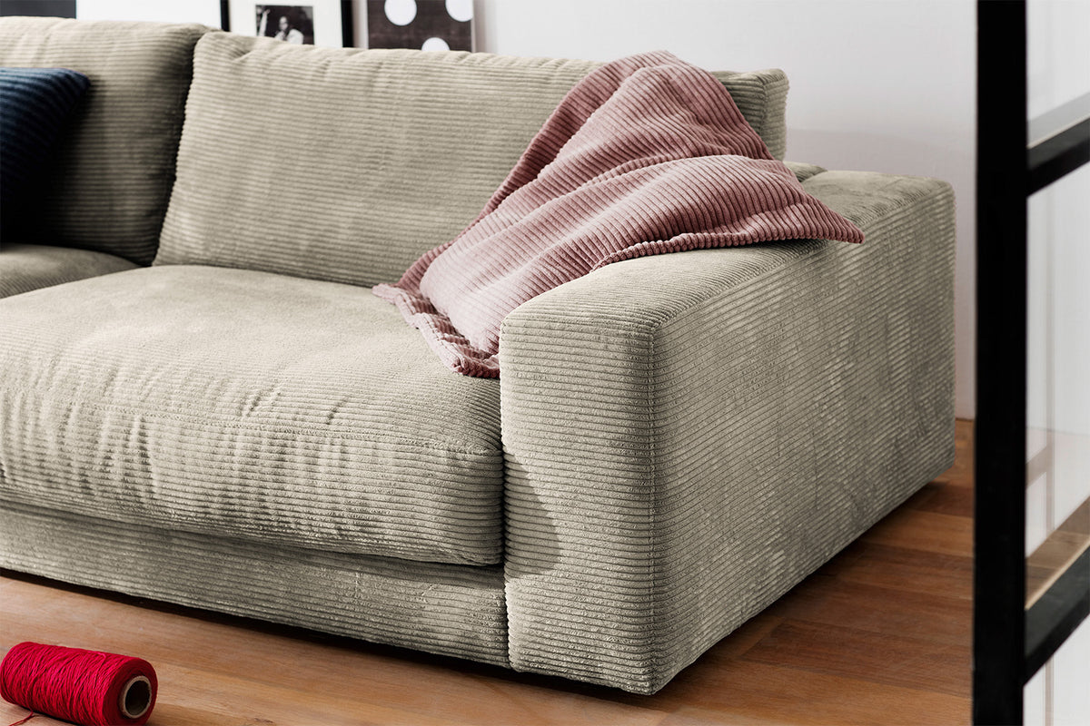 KAWOLA Sofa MADELINE 3-Sitzer Cord steingrau