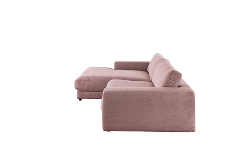 KAWOLA Sofa MADELINE Ecksofa Cord mit Longchair rosa