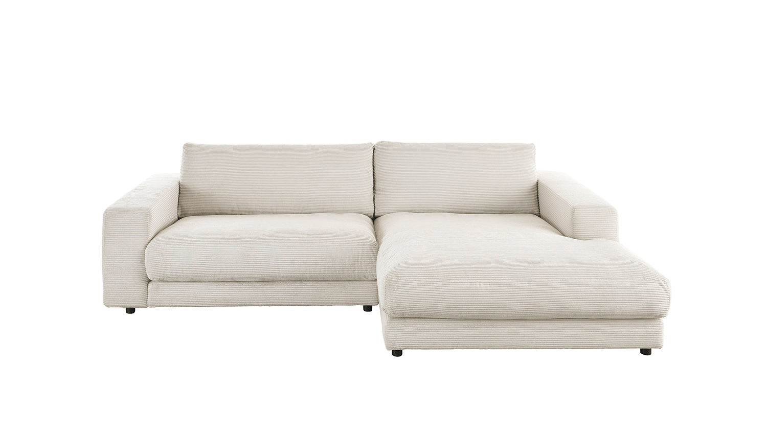 KAWOLA Sofa MADELINE Ecksofa mit Longchair Cord cremeweiß