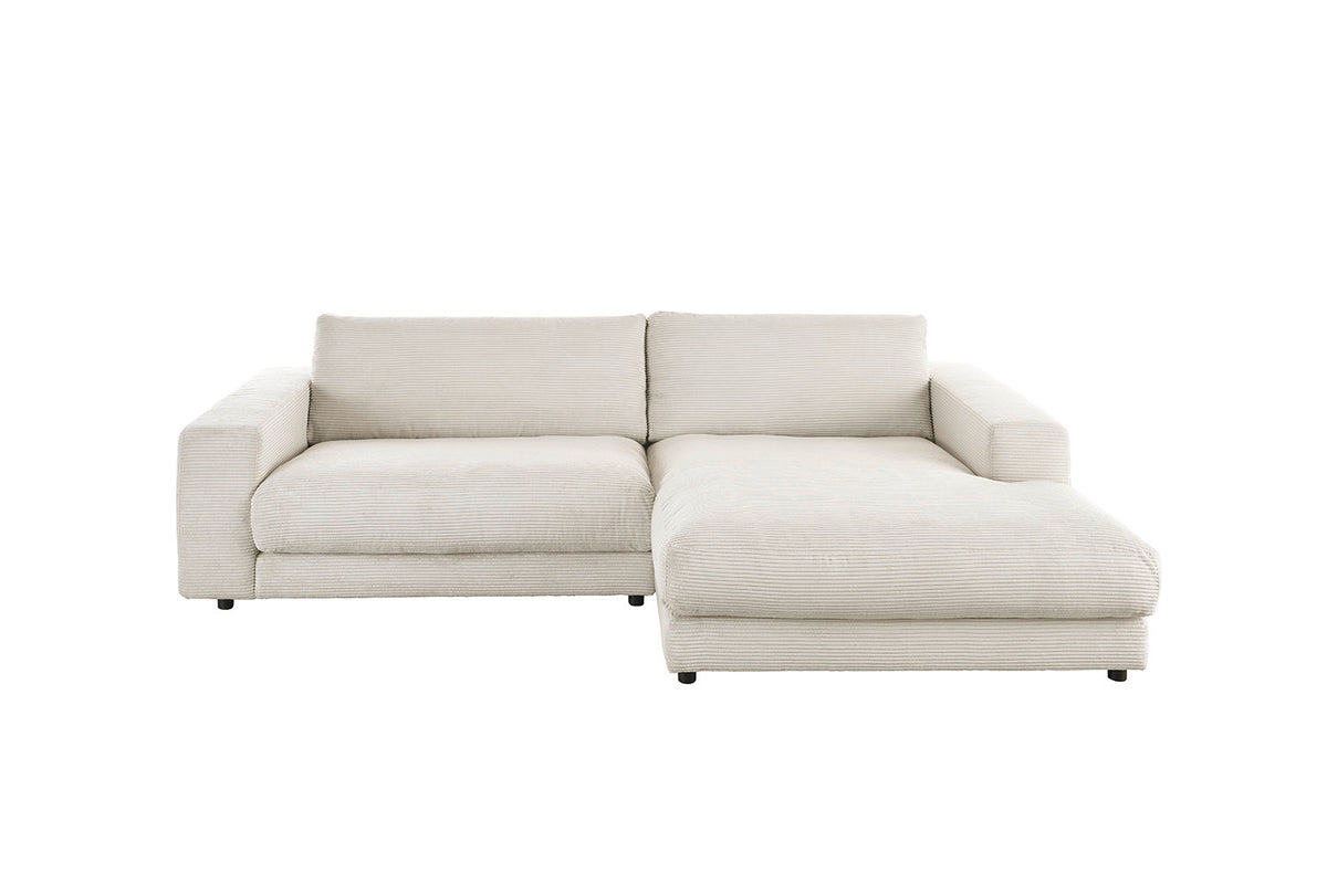 KAWOLA Sofa MADELINE Ecksofa mit Longchair Cord cremeweiß