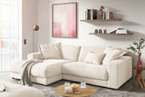 KAWOLA Sofa MADELINE Ecksofa mit Longchair Cord cremeweiß, Links